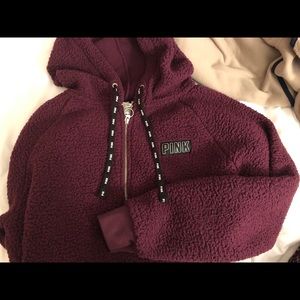 New PINK fuzzy quarter zip